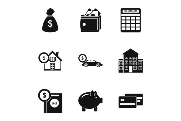 Cash Icons Set, Simple Style Afbeelding Iconen Door ylivdesign