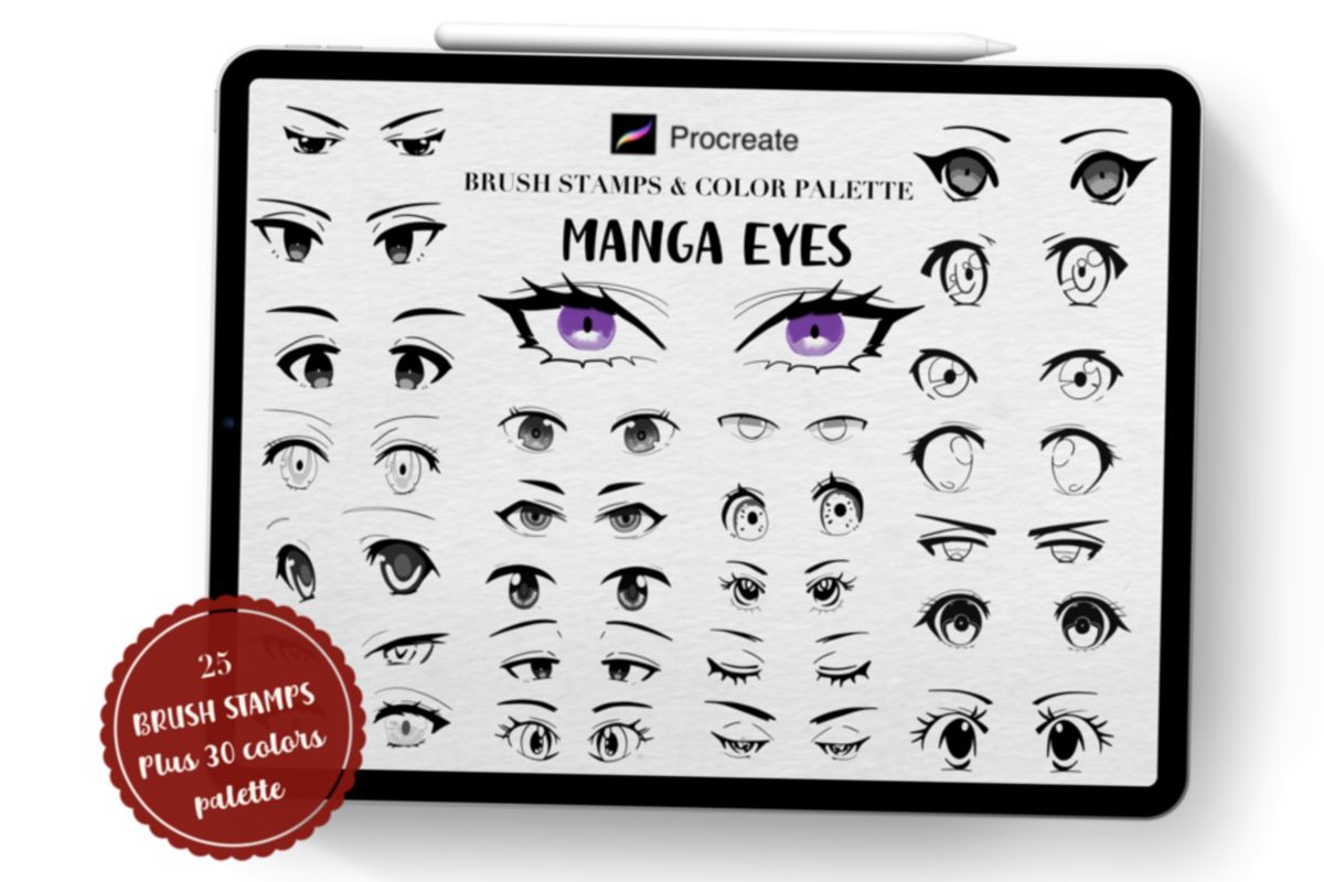 Manga Eyes Procreate Brush Stamps - photo 1