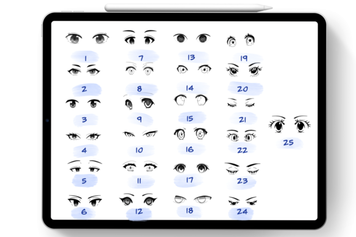 Manga Eyes Procreate Brush Stamps - photo 3