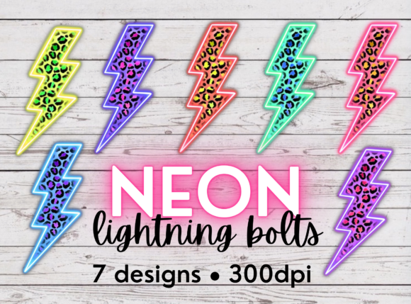 Neon Lightning Bolt Design Bundle