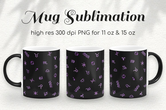 Pink Zodiac Coffee Mug Sublimation Graphics