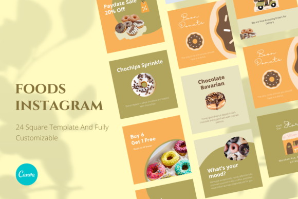 Preview of Food Canva Instagram Template food social media design template