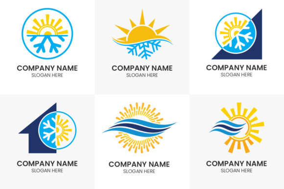 Set of Air Conditioning Logo Design