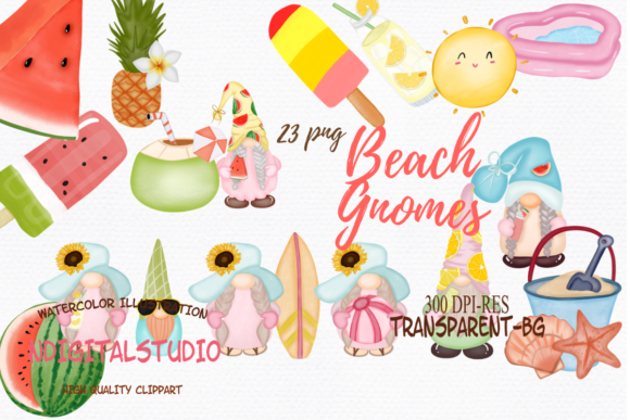 Summer Gnomes Clipart PNG. Beach Art Graphic Illustrations By Ndigitalstudio