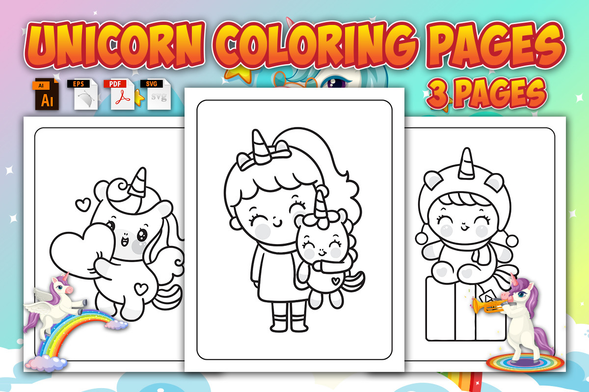 Unicorn Coloring Pages for Kids Graphic by Anna Design · Creative Fabrica