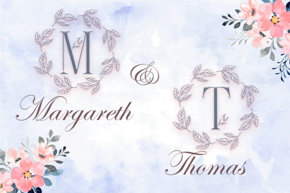 Monogram Leaves Wreath Font PNG with transparent background - Preview 1