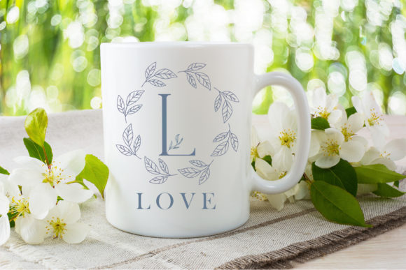 Monogram Leaves Wreath Font PNG with transparent background - Preview 2
