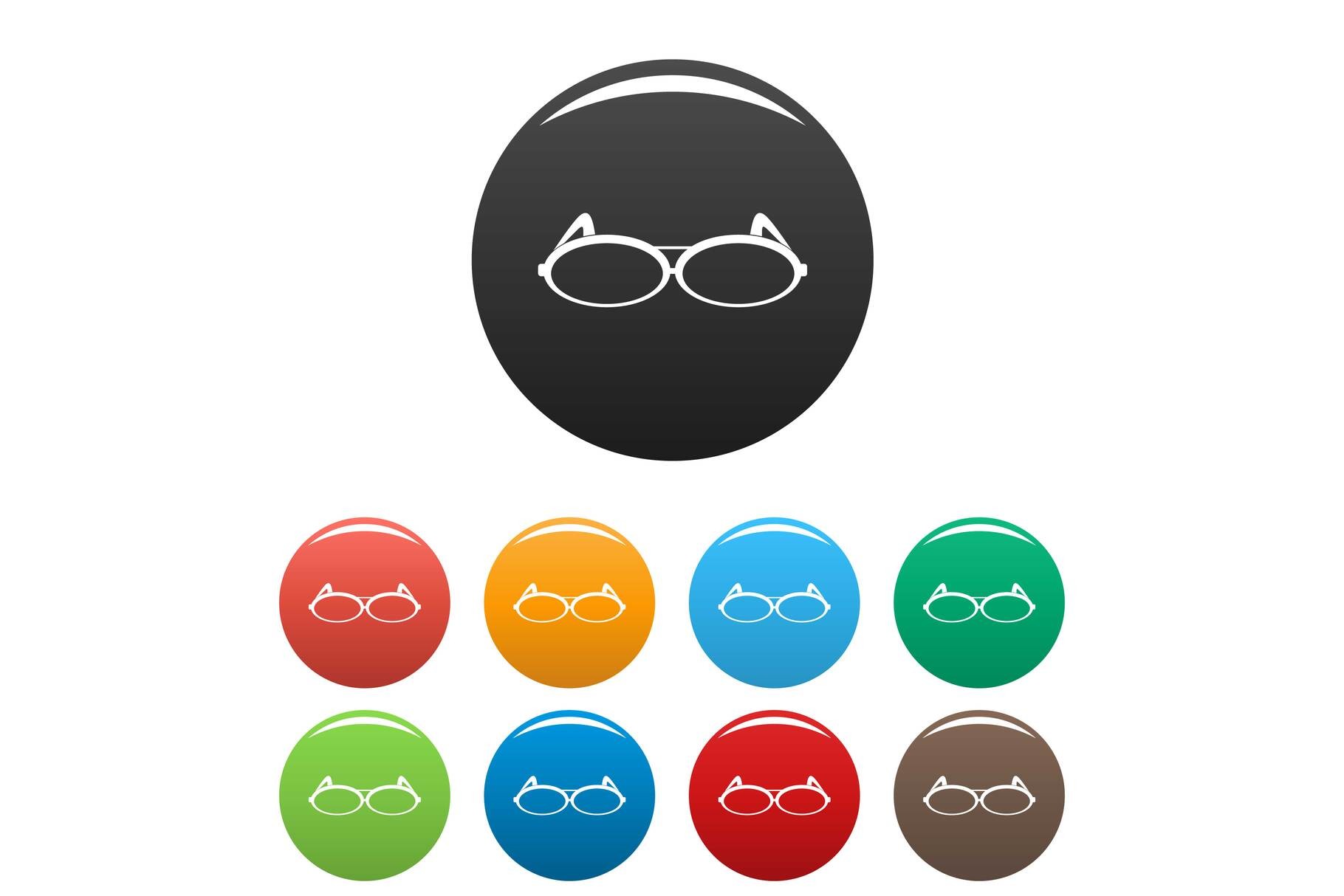 Round Eyeglasses Icons Set Color Vector Graphic by anatolir56 ...