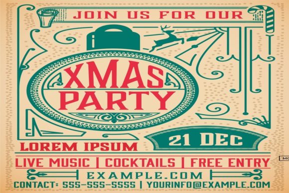 Christmas Party Invitation Retro Typography