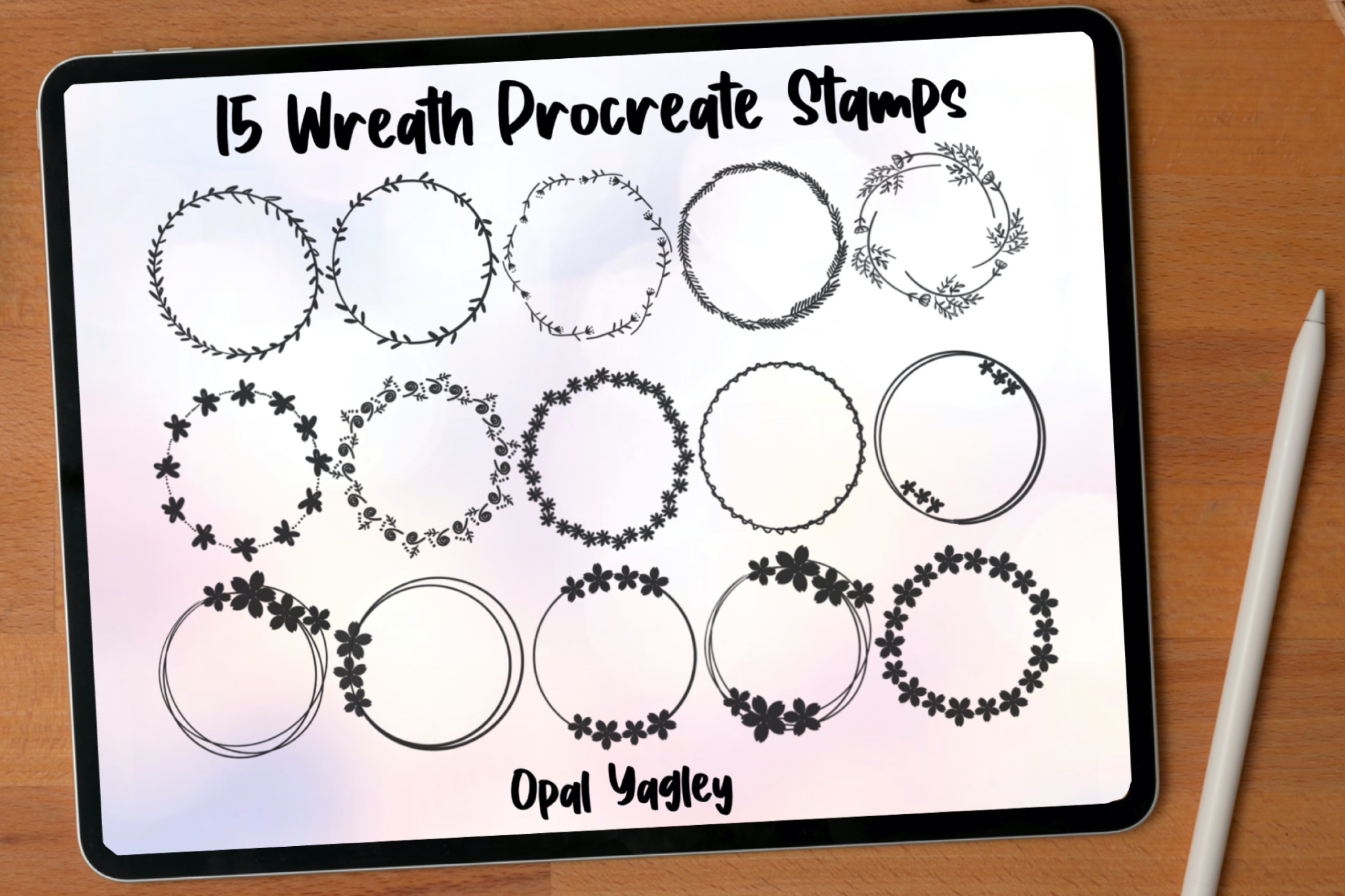 Wreath Procreate Brushes - Flower Stamps Graphic by opal.yagley ...