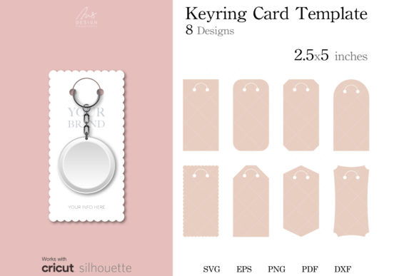 8 Keyring Display Card Templates SVG