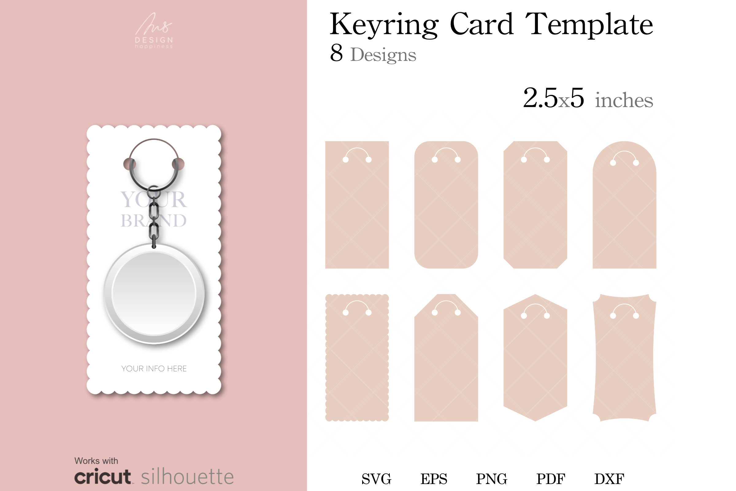 8 Keyring Display Card Templates SVG