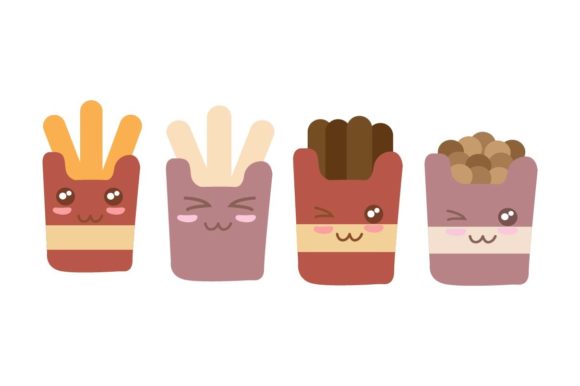 Kawaii French Fries Icon Graphic by rainbow.cake433 · Creative Fabrica