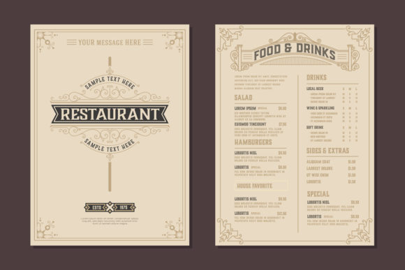 Menu Design Vector with Restaurant Logo