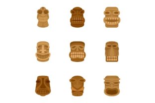 Aztec Idol Icon Set, Flat Style Graphic by anatolir56 · Creative Fabrica
