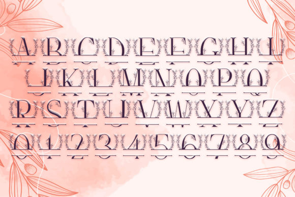Floral Buds Monogram Font PNG with transparent background - Preview 3