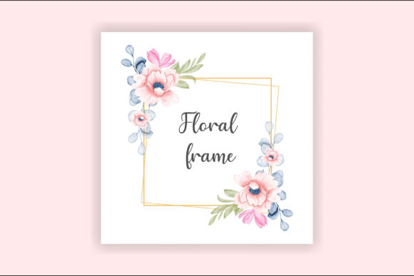 Floral Frame Template in Watercolor Graphic Print Templates By Provate Rani Deb