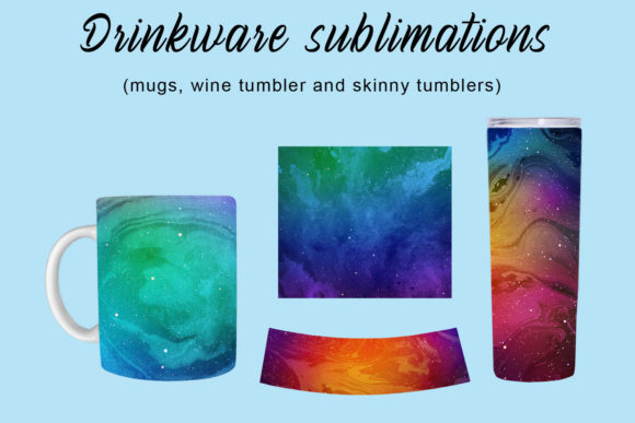 Space Drinkware Collection Afbeelding Afdrukbare Illustraties Door Andrea Kostelic