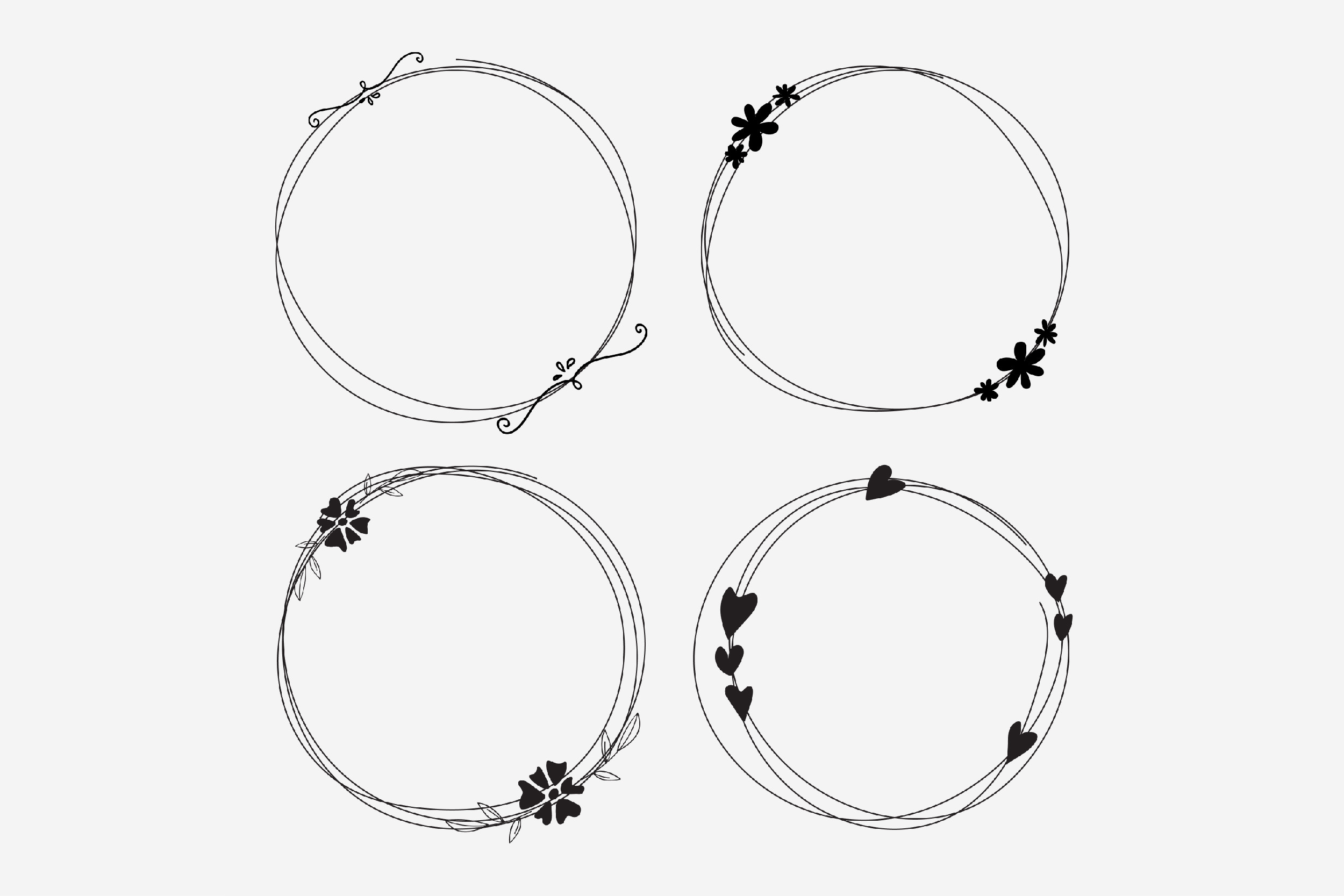 Hand Drawn Round Frame Clipart.