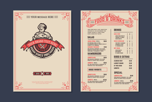 Vintage Restaurant Menu Design Template