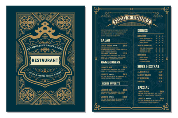 Vintage Template for Restaurant Menu Design
