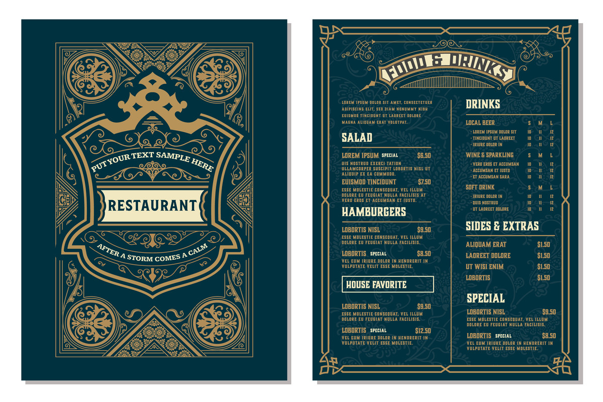 Vintage Template for Restaurant Menu Design
