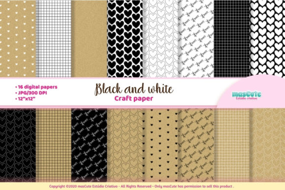 Craft Paper Black White Digital Paper