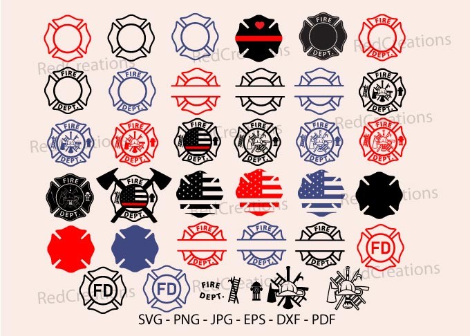 Maltese Cross Bundle Svg, Firefighter