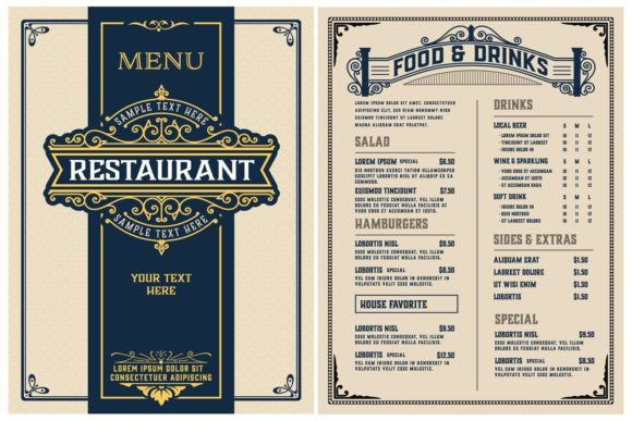 Vintage Restaurant Menu Design Template