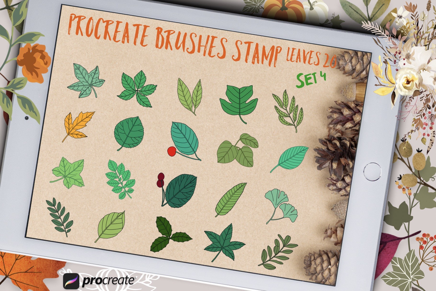 Procreate Brushes Stamp Leaves Set 4 Graphic by poddesign24 · Creative ...