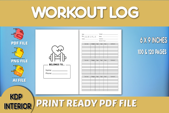 Workout Log Book KDP Interior 2 Graphic by saifalriaj01 · Creative Fabrica