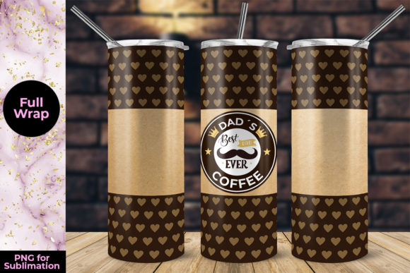 Dad's Coffee Skinny Tumbler Sublimation Graphic Print Templates By animatizmagix