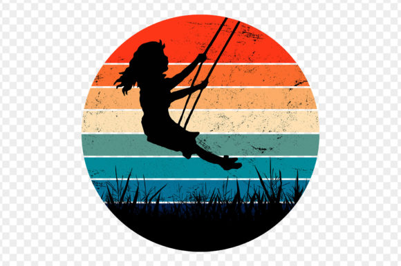 Girl Playing Silhouette Retro Vintage