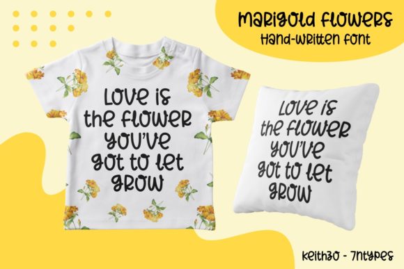 Marigold Flowers Font PNG with transparent background - Preview 1