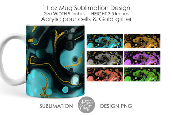 Sublimation Mug Designs Acrylic Pour Graphics