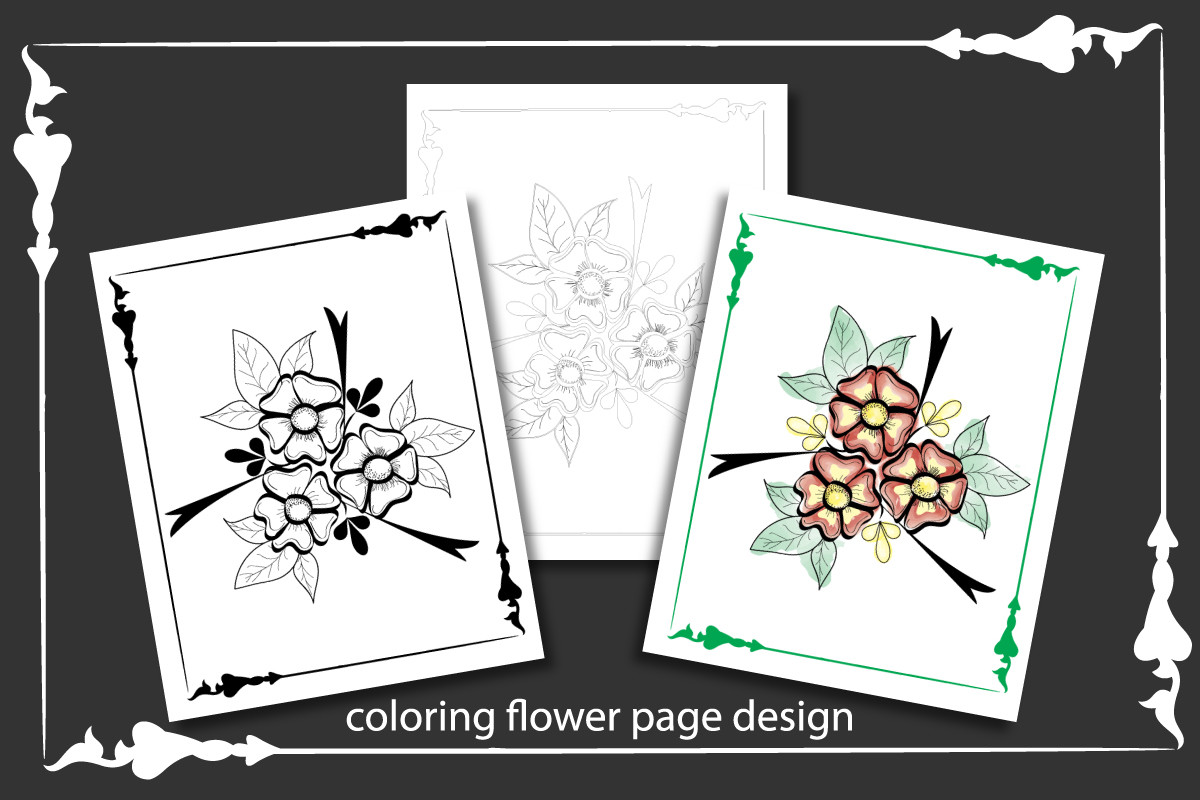 Coloring Flower Page Design Graphic by rojyrojy250 · Creative Fabrica