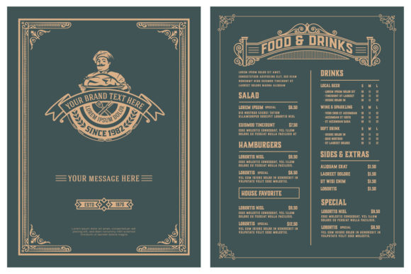 Vintage Template for Restaurant Menu Design