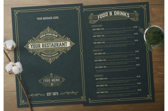 Vintage Template for Restaurant Menu Design