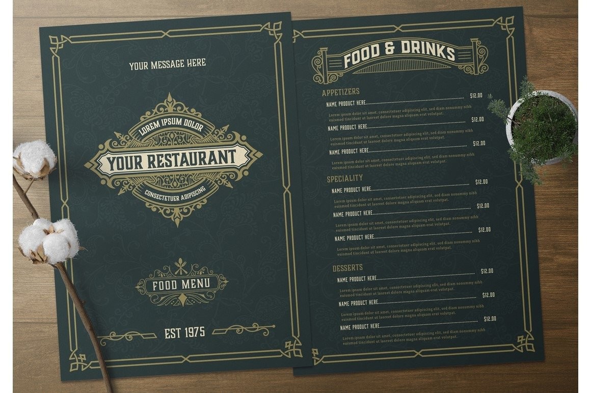 Vintage Template for Restaurant Menu Design