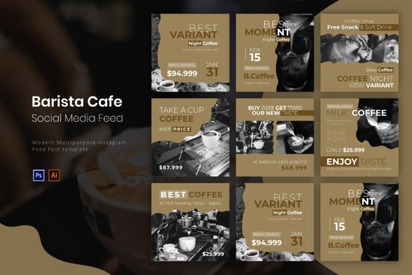 Preview of Barista Cafe | Instagram Post coffee shop social media template