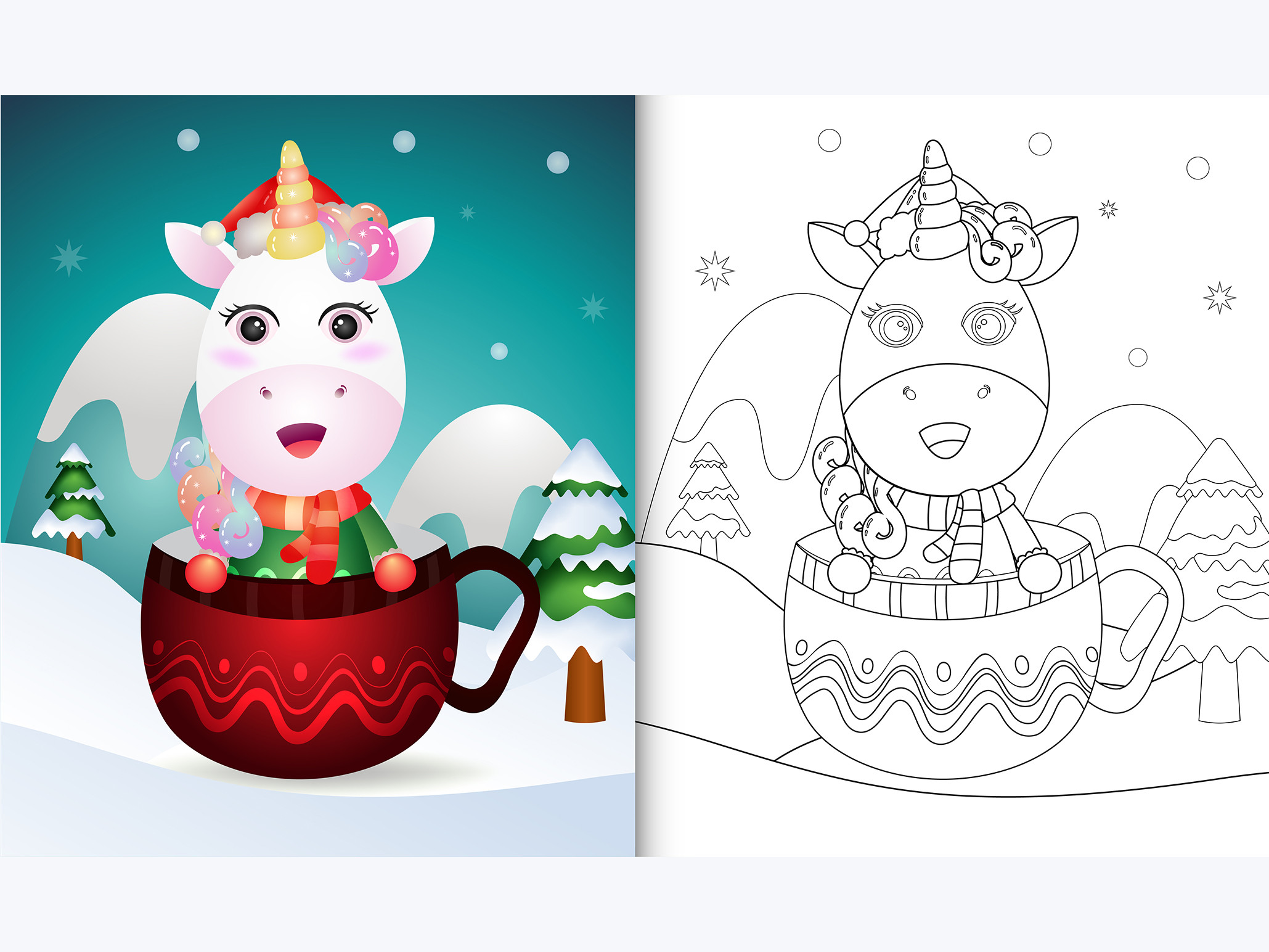 Unicorn Cup 2 - Coloring Page Graphic by wijayariko · Creative Fabrica