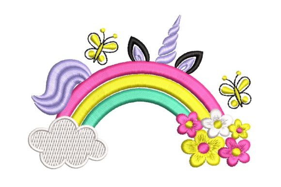 Rainbow with Flowers and Unicorn