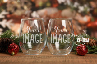 Christmas Stemless Wine Glass Mockup