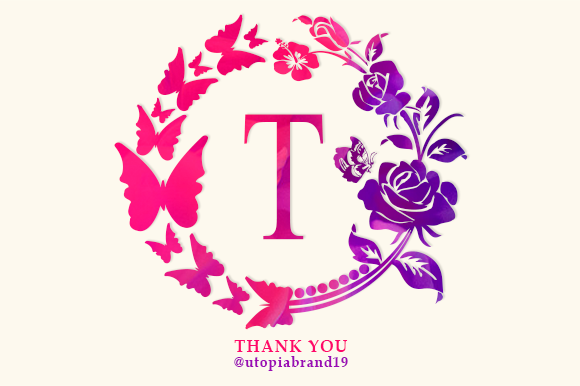 Rose and Butterfly Monogram Font PNG with transparent background - Preview 5