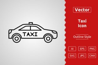 Vector Taxi Outline Icon Design Graphic by Muhammad Atiq · Creative Fabrica