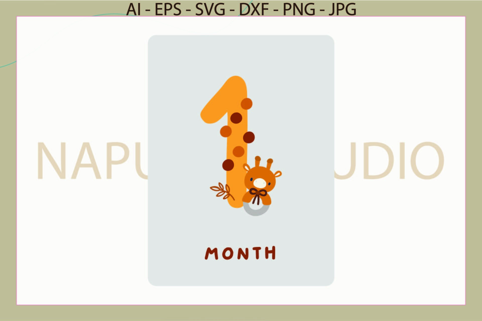 Boho Card Baby 1 Month Svg
