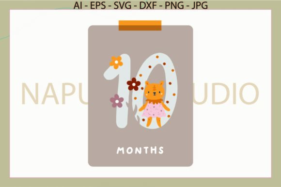 Boho Card Baby 10 Month Svg
