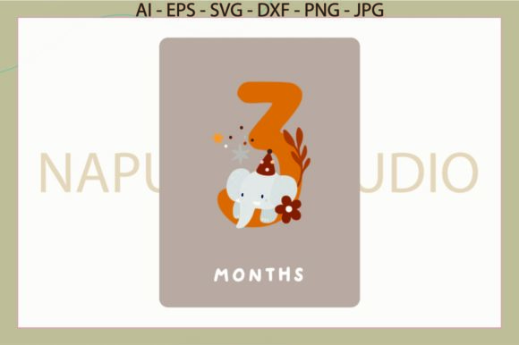 Boho Card Baby 3 Month Svg