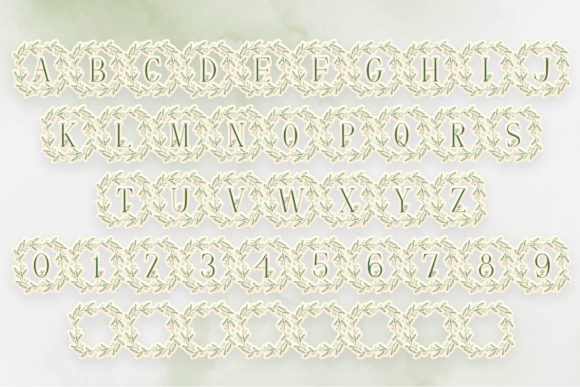 Leave Buds Monogram Font PNG with transparent background - Preview 3