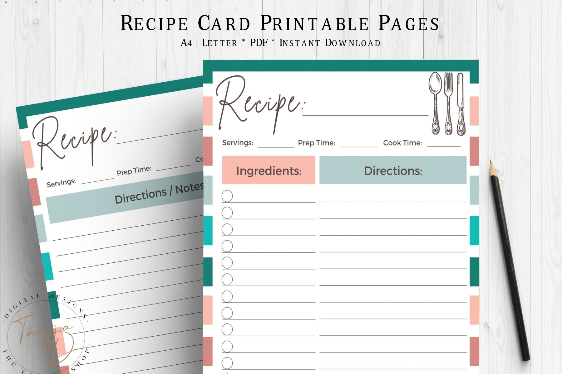 Recipe Card Printable Page